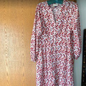Universal Thread Fall Floral Long Sleeve Button Front Dress, NWOT